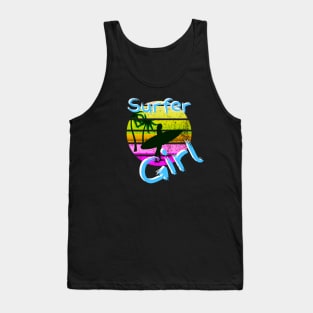 Surfer Girl Surfing Gift for Girls Surfboard 80s Retro Surf Tank Top